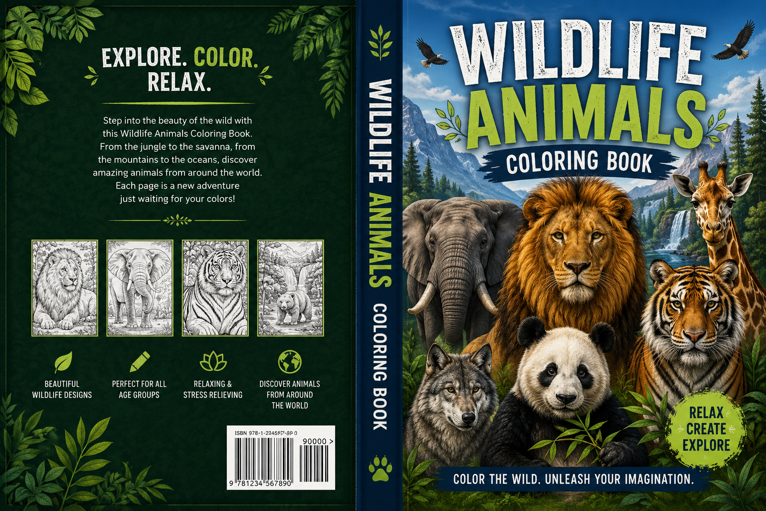 Kid coloring book wildlife